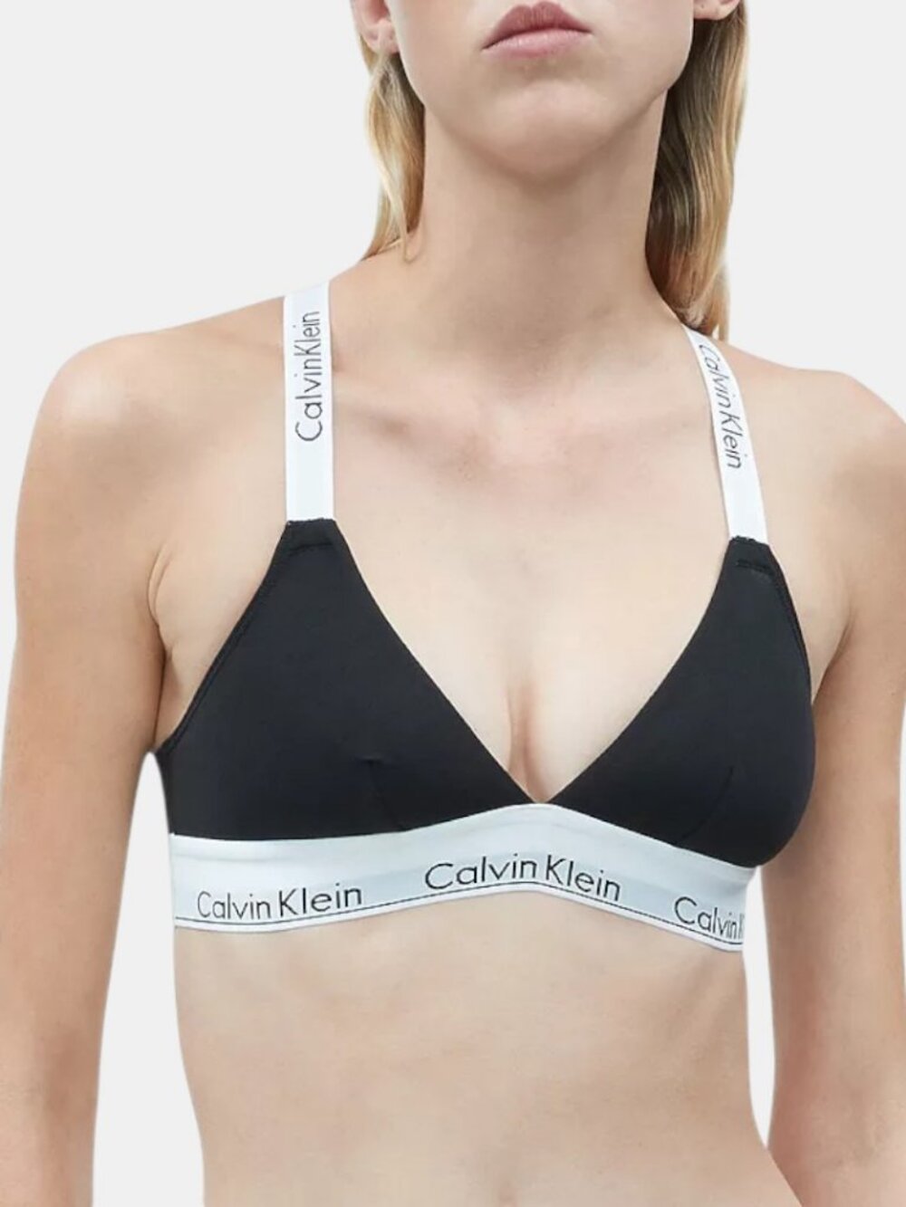 NWT CALVIN KLEIN MODERN COTTON UNLINED TRIANGLE BRALETTE BLACK  SIZE L